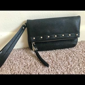Black leather wristlet
